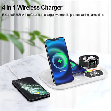 4 in 1 Wireless Charger Station & Digital Clock
