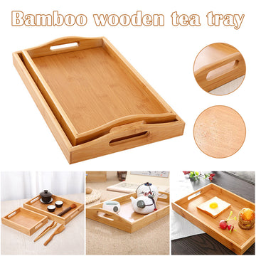 Rectangular Bamboo Dinner Trays with Handles
