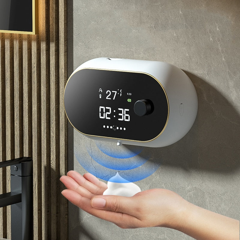 Touchless Wall Mounted Foam Soap Dispenser with built in LED Thermometer