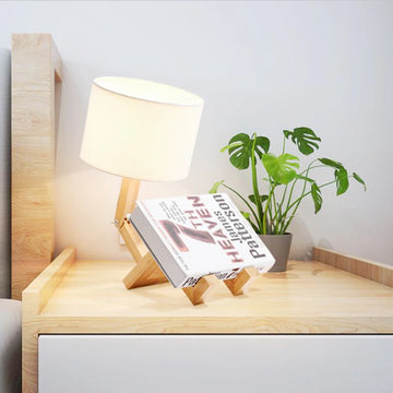 Robot Wooden Table Lamp Holder