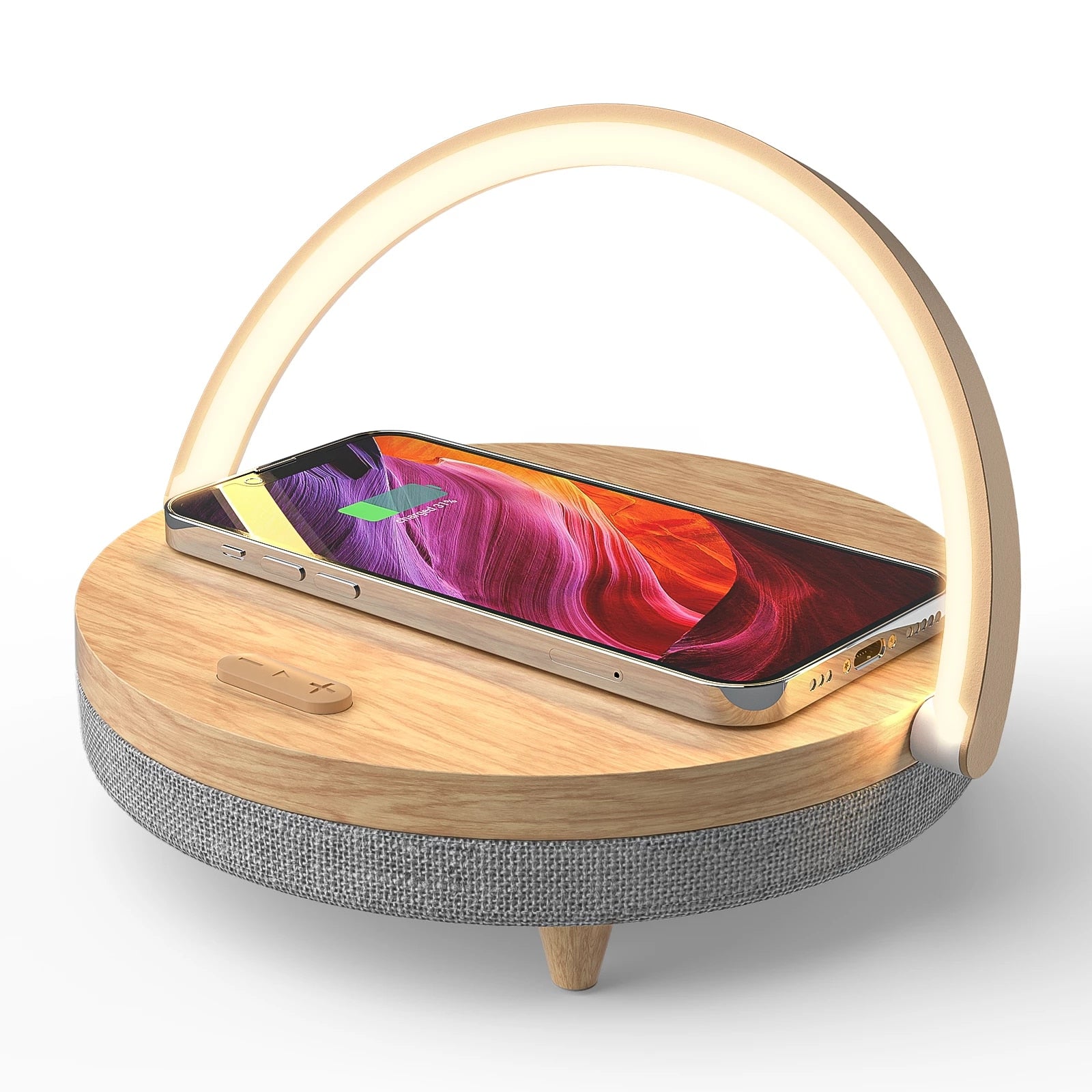 Wireless Bluetooth Charger with built in LED Lamp & Speakers
